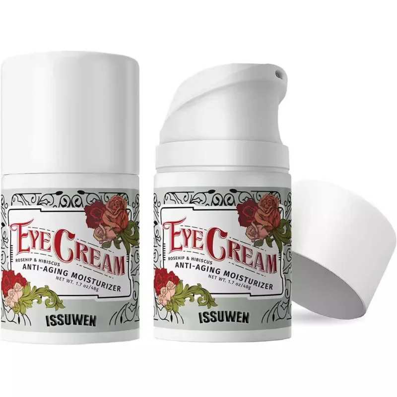 vitamin-c-rosehip-eye-cream-48g-iss-thbuzzcg-1 ISSUWEN Vitamin C Eye Cream in jar with rosehip oil, targeting fine lines, wrinkles, and dark circles.